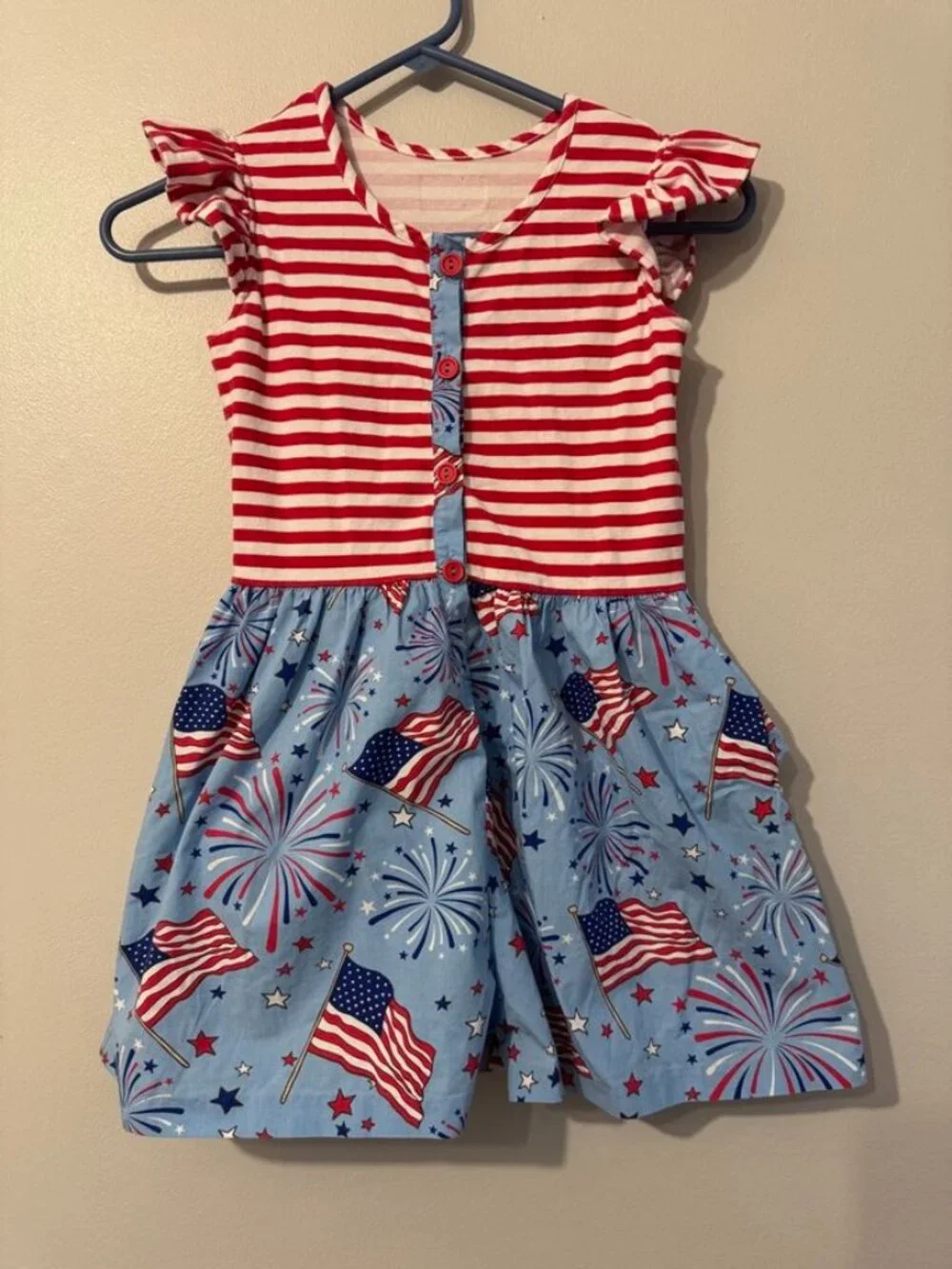 Eleanor Rose Girls 8-10 Patriotic 4th of July Flag Fireworks Romper